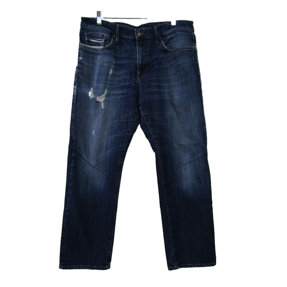 Mavi Navy Blue Denim Distressed Straight Leg Jeans Mens size 34.5x28.5 Cotton - Picture 1 of 12